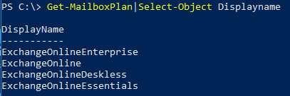 Powershell output of Get-Mailboxplan command