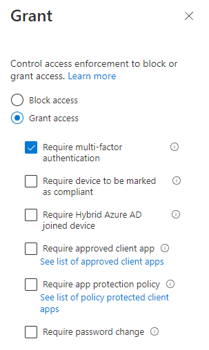 Conditional Access - Grant access with MFA